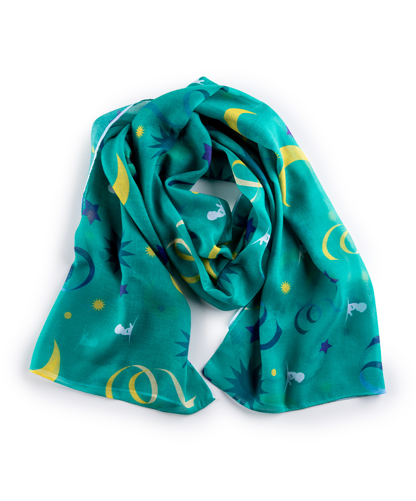 Moon and Stars Sheer Polyester Scarf